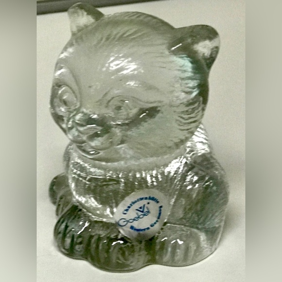 Vintage Antique Hallmarked Signed Solid Clear Glass German GOEBEL CAT FIGURINE - Picture 6 of 10